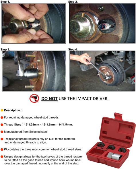 wheel removal wheel stud thread restorer kit tool garage auto eb ebay