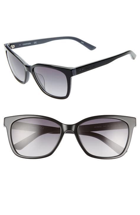 calvin klein 55mm square sunglasses in black lyst