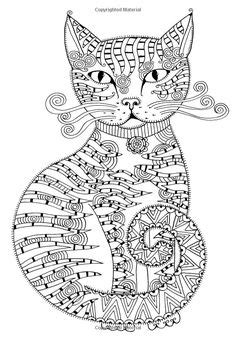 print   coloring page coloring adult difficult cat