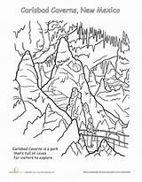 Coloring National Park Pages Cave Caverns Carlsbad Cavern Parks Color Ice Yellowstone Worksheet Sheets Worksheets School Caves Mexico Education Drawings sketch template