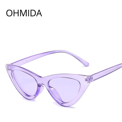 ohmida fashion cheap cat eye sunglasses women purple mirrored cat eye