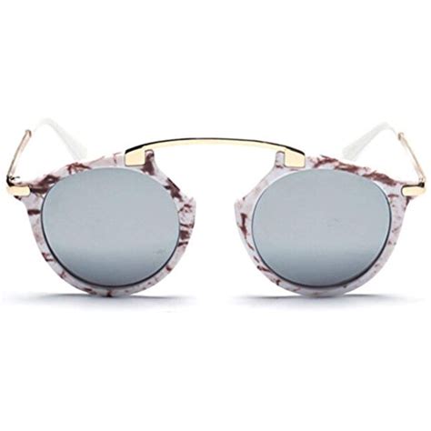 retro round metal sunglasses fashion mirrored lens designer with case