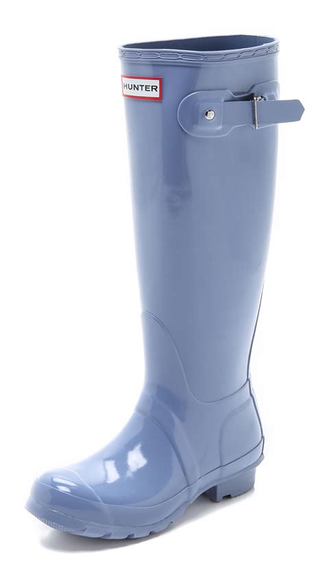 lyst hunter original tall gloss boots  blue