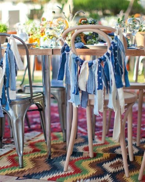 pretty ways  decorate  wedding chairs denim wedding denim decor chair decorations