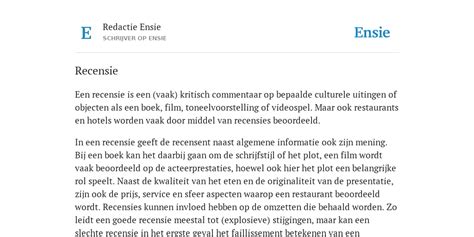 recensie de betekenis volgens ensie encyclopedie