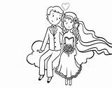 Sposi Acolore Nuvola Newlyweds Nuvem sketch template