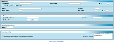 wisconsin inmate search wi  offender lookup