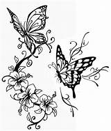 Butterflies Coloring Pages Tattoo Adult Butterfly Flowers Adults Papillons Flying Tatouage Line Rosas Coloriage Drawing Color Life Papillon Wonderful Over sketch template