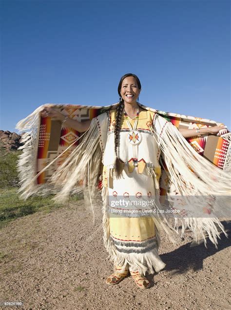 Native American Woman In Traditional Clothing High Res