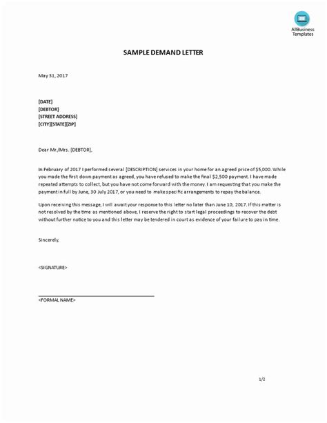 demand letter  money owed awesome demand letter sample   write