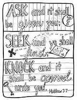 Coloring Knock Ask Seek Matthew Bible Pages Verse Drawing Template Etsy Psalm Digital sketch template
