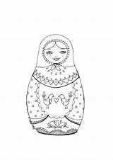 Coloring Matryoshka Folk Pages Printable Mexican Illustration Drawing Pdf Getdrawings Russian Birds Dina Argov Comments sketch template