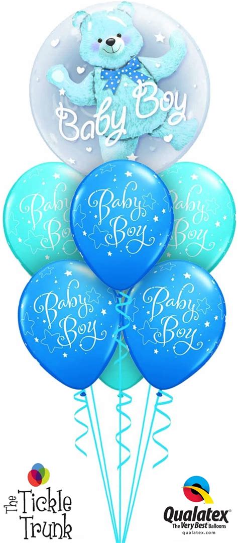 baby boy teddy bear bubble balloon bouquet onlineweddingstore