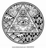 Eye Coloring Seeing Illuminati Pyramid Template Circle sketch template