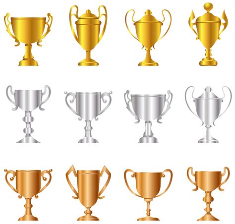 transparent gold silver bronze trophies set png clipart gallery
