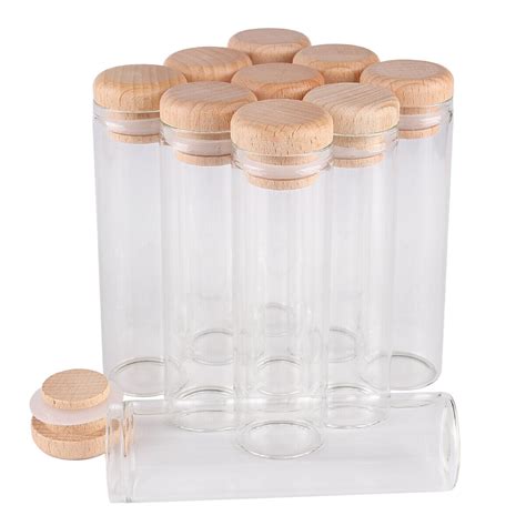 24pcs 50ml Small Glass Bottles Jar Vials With Wooden Lids 30 100mm Ebay