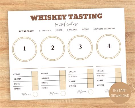 whiskey tasting placemat printable whiskey tasting scorecard etsy