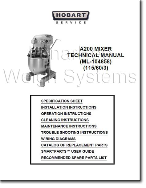 hobart  mixer operator parts  tech manuals complete ebay