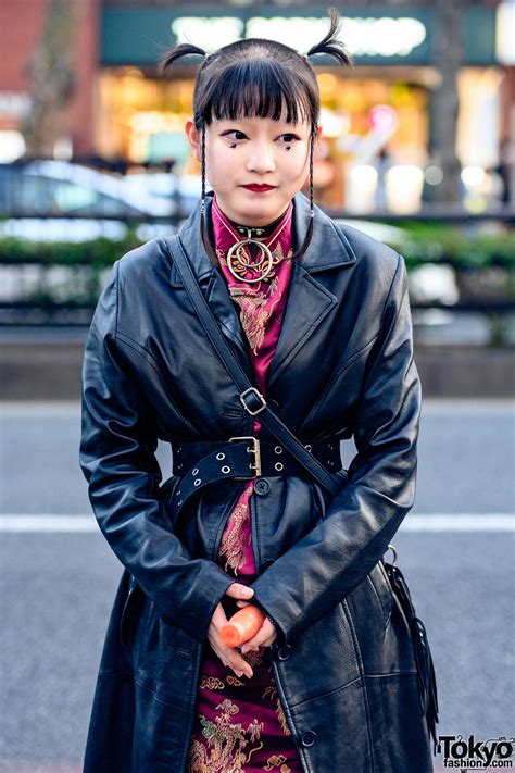 leather style in harajuku w shaved hairstyle o ring choker leather