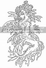 Coloring Fantasy Pages Sold Etsy Leafy Dragon Sea sketch template