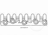Fence Flowers Coloring Wooden Template Easter sketch template