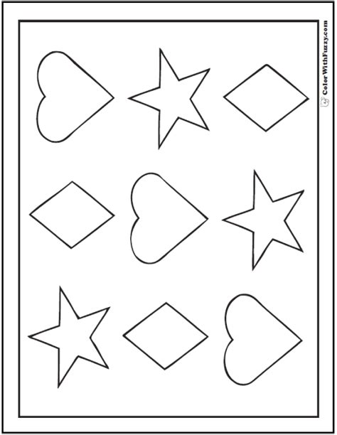shape coloring pages digital  squares circles triangles