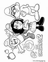 Smurfs Vexy Hackus Smurf Pitufos Brainy Cartoni sketch template