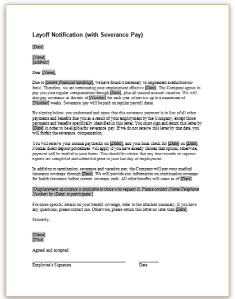 separation letter  employer template