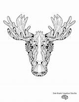 Elk Head Drawing Coloring Getdrawings Line sketch template