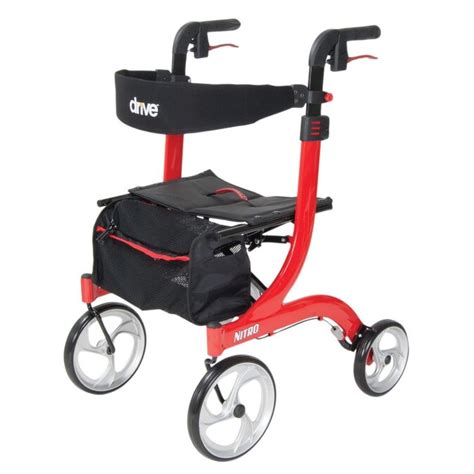 Drive Medical Nitro Euro Style Rollator Rolling Walker Red In The