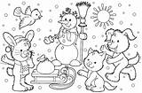 Winter Coloring Pages Animals Kids Printable Scene Snowman 7cb8 Animal Holiday Color Stock Print Sheets Sled Snow Friends His Witer sketch template