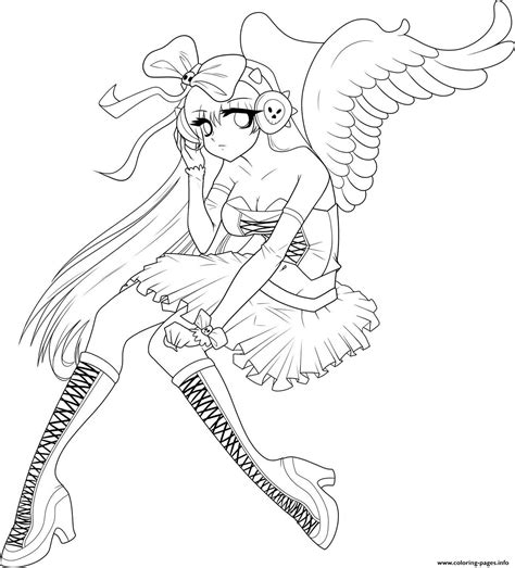 anime angel girl  coloring pages printable