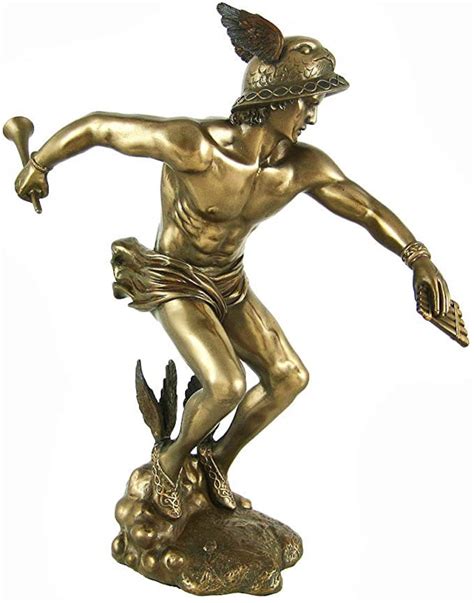 greek god hermes bronzed finish statue  inches etsy
