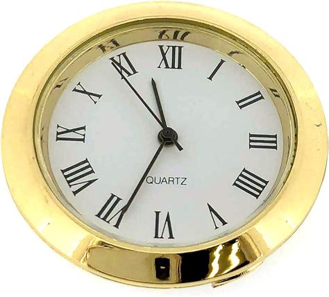 mini clock quartz movement insert  white dial gold tone bezel
