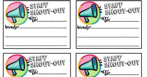 staff shout outs saved   spot  downloadable slips teacher