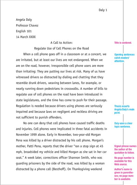 mla format sample paper  edition mlaformatorg