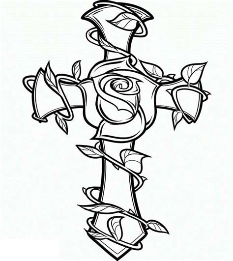 cross  rose coloring page coloring sun rose coloring pages