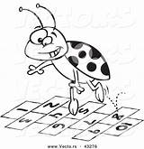 Hopscotch Drawing Coloring Ladybugs Outline Numbers Pages Ladybug Template Cartoon Jumping Getdrawings sketch template
