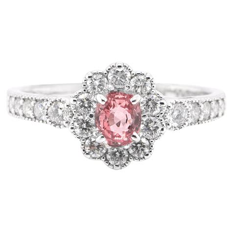 Art Deco Style 1 17 Carat Padparadscha Sapphire And Diamond Ring Set In