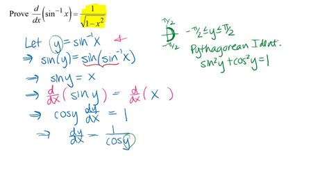 prove derivative of inverse sine youtube