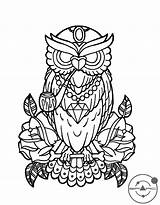 Coloring Owl School Outline Tattoo Drawing Traditional Pages Sketch Drawings Color Illuminati Flash Tattoos Roses Chrysanthemum Sketches Rose Guns Getdrawings sketch template