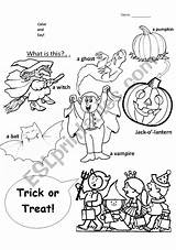Halloween Coloring Worksheet Esl Worksheets Preview Colouring Vocabulary sketch template