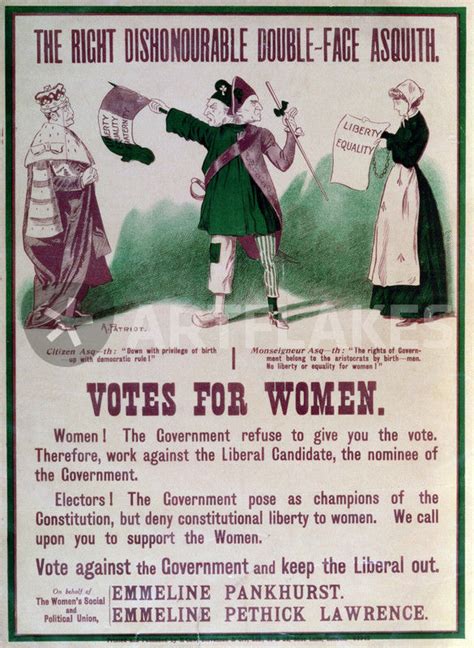women s suffrage poster the right dishonourable double face asquith