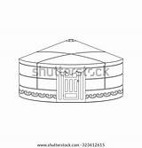 Yurt Isolated Nomads Adults Outline Coloring Children Book Shutterstock Vector Stock Search sketch template