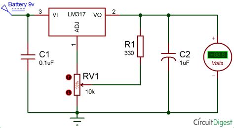 lm variable voltage regulator circuit diagram