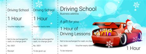 voucher design santa driving lessons gift vouchers template