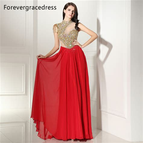 forevergracedress sexy high neck prom dress a line beaded crystals