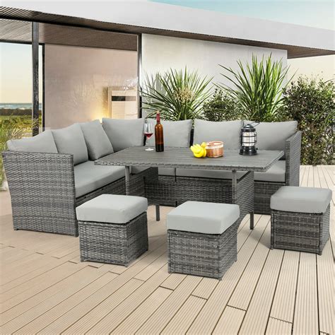 danrelax  piece patio conversation set outdoor sectional sofa pe rattan wicker furniture