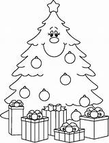 Coloring Tree Christmas Printable Pages Kids Presents Children Print Drawing Colouring Blank Color Xmas Evergreen Ornaments Getdrawings sketch template
