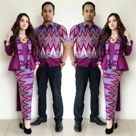 Jual Setelan Kebaya Batik Couple Ungu Baju Batik Pasangan Model Terbaru
